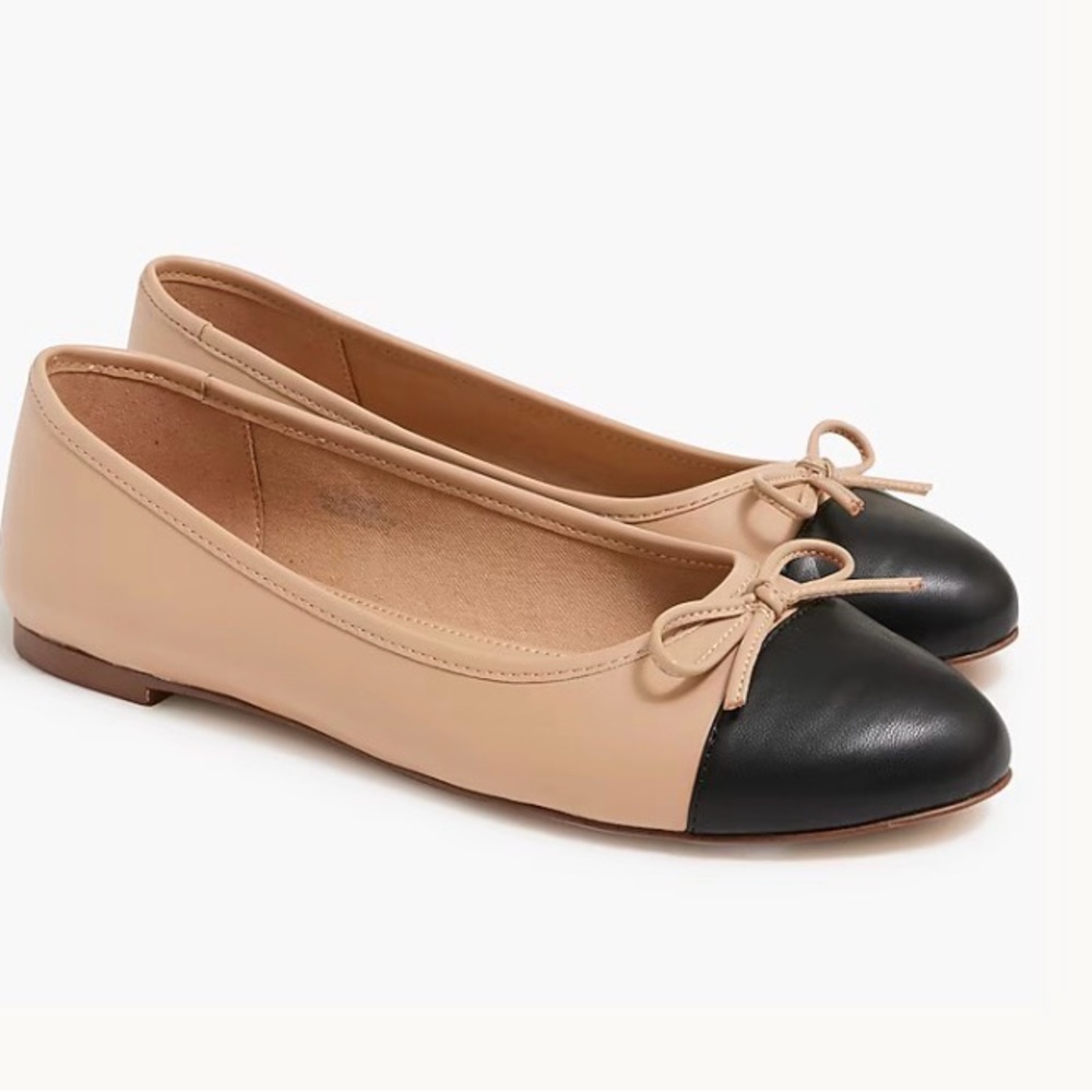 J. Crew Beige and Black Ballet Flats